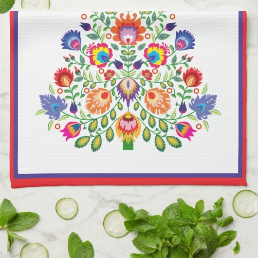 Zauberhafte Florals: Ein Yuletide-Tapisserie der F Geschirrtuch (Gefaltet)