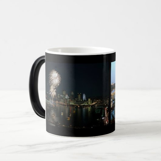 Zauberhafte Foto-Tasse Pittsburgh-2-Sided Night &  Verwandlungstasse (Vorderseite Links)