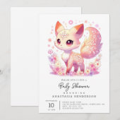 Zauberhafte Fox Babydusche Einladung (Vorne/Hinten)