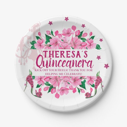 Zauberhafte Gartenmädchen - Lámpara rosa Pappteller (Vorderseite)