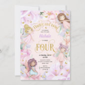 Zauberhafte Gartenmärchen, Mädchen zum 4. Geburtst Einladung (Vorderseite)