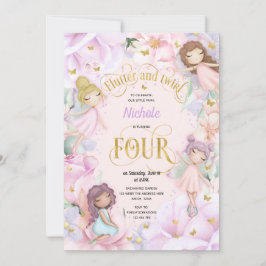 Zauberhafte Gartenmärchen, Mädchen zum 4. Geburtst Einladung