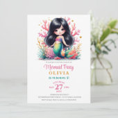 Zauberhafte Geburtstagsparty der Meerjungfrau Einladung (Stehend Vorderseite)