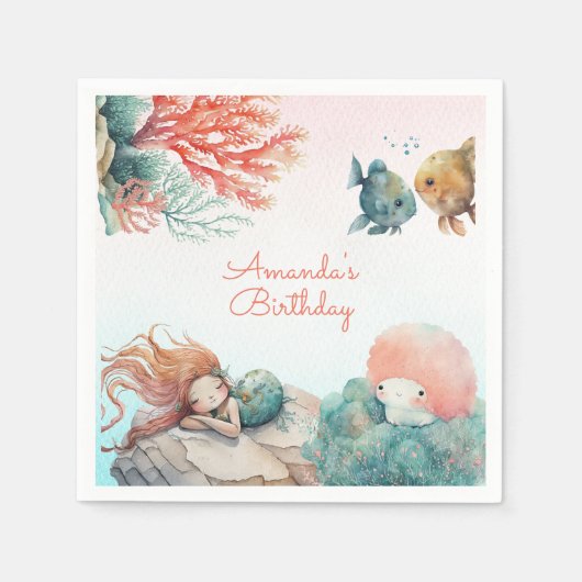 Zauberhafte Geburtstagsparty unter dem Meereswasse Serviette (Vorderseite)