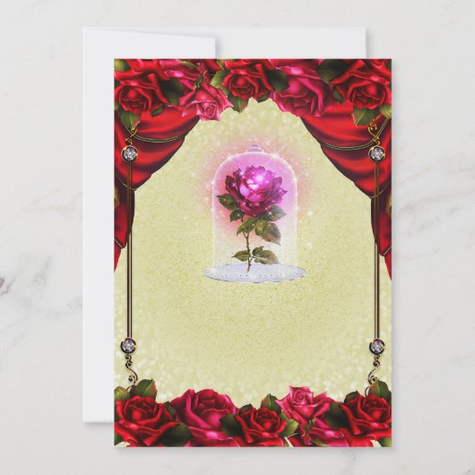 Zauberhafte glatte Rose Gelbe Quinceñera 15. Einladung (Rückseite)