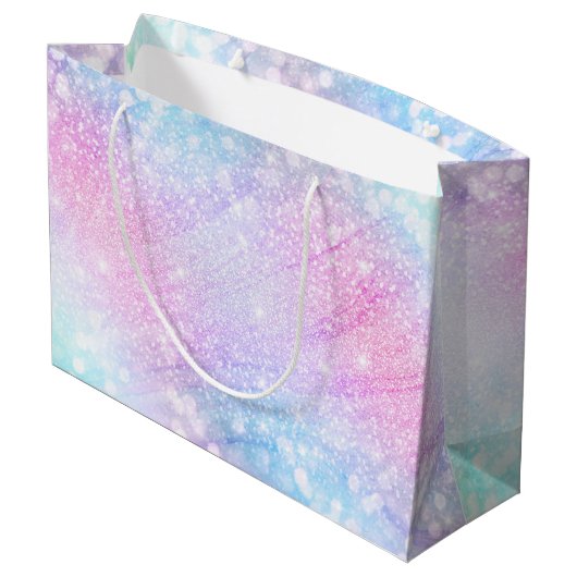 Zauberhafte Glitzer Glitzern rosa Design Große Geschenktüte (Rückseite Schrägansicht)
