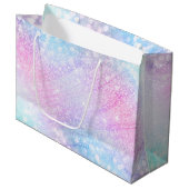 Zauberhafte Glitzer Glitzern rosa Design Große Geschenktüte (Vorderseite Schrägansicht)