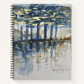 Zauberhafte Goldene Bäume Spiralnotenbuch Notizblock