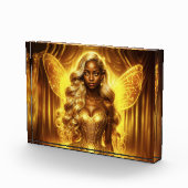 Zauberhafte goldene, elegante, funkelnde Flügel Fotoblock (Rechts)