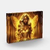 Zauberhafte goldene, elegante, funkelnde Flügel Fotoblock (Links)