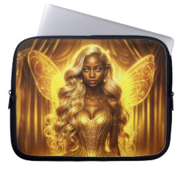 Zauberhafte goldene, elegante, funkelnde Flügel Laptopschutzhülle