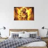 Zauberhafte goldene, elegante, funkelnde Flügel Leinwanddruck (Insitu (Schlafzimmer))