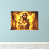 Zauberhafte goldene, elegante, funkelnde Flügel Leinwanddruck (Insitu (Holzboden))