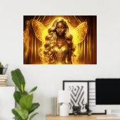 Zauberhafte goldene, elegante, funkelnde Flügel Poster (Heimbüro)