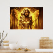Zauberhafte goldene, elegante, funkelnde Flügel Poster (Küche)