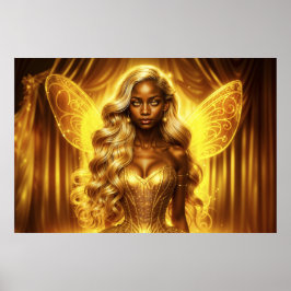 Zauberhafte goldene, elegante, funkelnde Flügel Poster