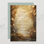 Zauberhafte goldene Wälder glänzende Lanterns Hoch Einladung (Vorne/Hinten)