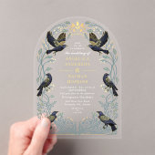 Zauberhafte Gothic Raven Floral Wedding Ach Acryleinladungen (Insitu (Handheld))