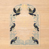 Zauberhafte Gothic Raven Floral Wedding Ach Acryleinladungen (Vorderseite)