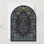Zauberhafte Gothic Raven Floral Wedding Ach Einladung (Vorderseite)