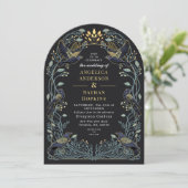 Zauberhafte Gothic Raven Floral Wedding Ach Einladung (Stehend Vorderseite)