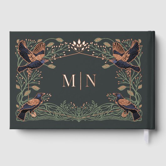 Zauberhafte Gothic Raven Floral Wedding Gästebuch (Rückseite)