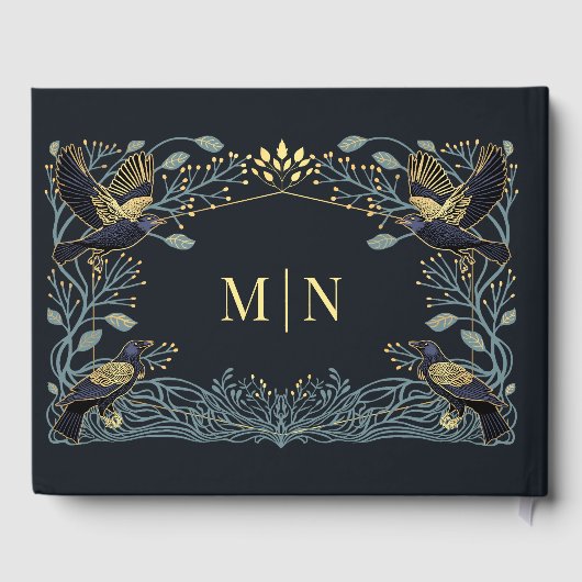 Zauberhafte Gothic Raven Floral Wedding Gästebuch (Rückseite)