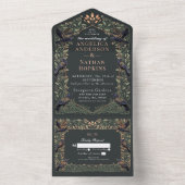 Zauberhafte Gothic Raven Floral Wedding Page All In One Einladung (Innen Boden)