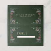 Zauberhafte Gothic Raven Floral Wedding Platzkarte (Außenseite Aufgefaltet)