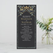 Zauberhafte Gothic Raven Floral Wedding Programm (Stehend Vorderseite)