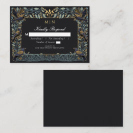 Zauberhafte Gothic Raven Floral Wedding RSVP Begleitkarte