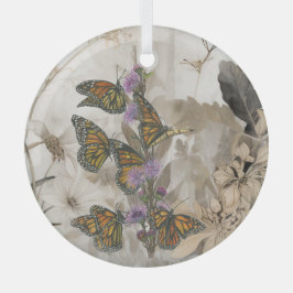 Zauberhafte handgemalte Monarchschmetterlinge Ornament Aus Glas