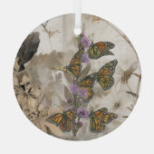 Zauberhafte handgemalte Monarchschmetterlinge Ornament Aus Glas (Rückseite)