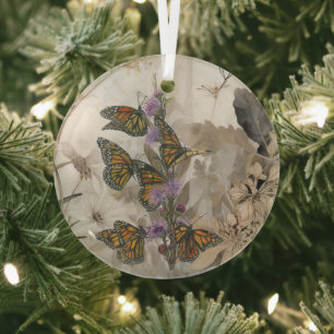 Zauberhafte handgemalte Monarchschmetterlinge Ornament Aus Glas