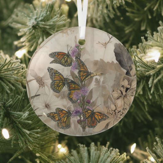 Zauberhafte handgemalte Monarchschmetterlinge Ornament Aus Glas (InSitu)