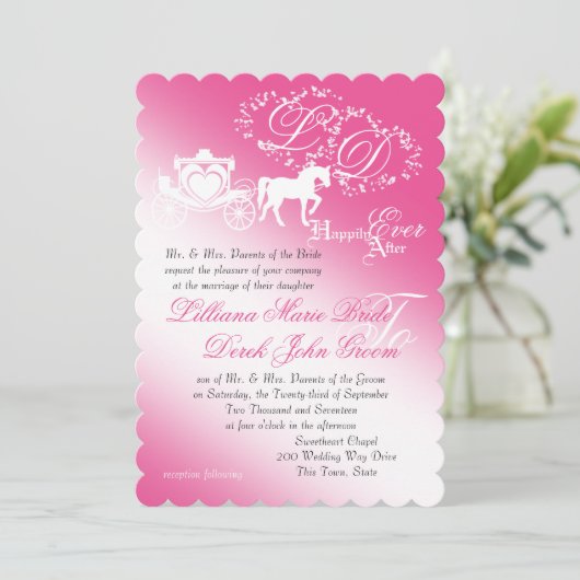 Zauberhafte Heiratsmärchen Einladung (Stehend Vorderseite)