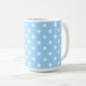 Zauberhafte hellblaue Farbe mit weißen Tupfen Kaffeetasse (VorderseiteRechts)