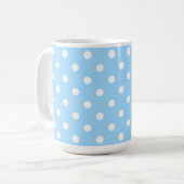 Zauberhafte hellblaue Farbe mit weißen Tupfen Kaffeetasse (Vorderseite Links)