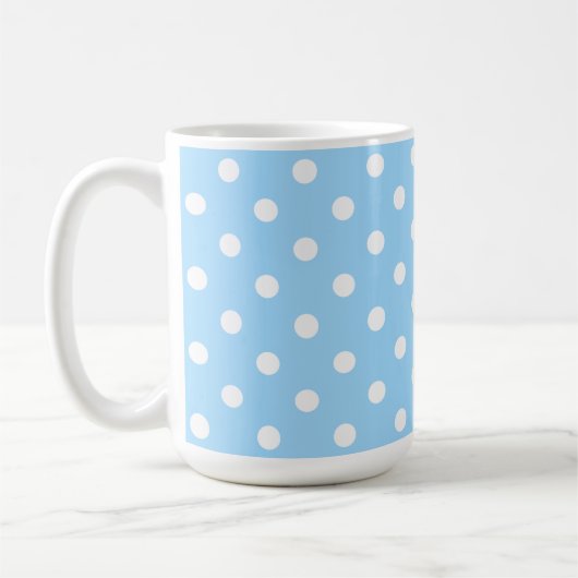 Zauberhafte hellblaue Farbe mit weißen Tupfen Kaffeetasse (Links)