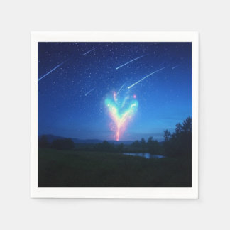 Zauberhafte, herzförmige Bokeh-Nacht-Himmel Hinter Serviette