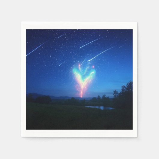 Zauberhafte, herzförmige Bokeh-Nacht-Himmel Hinter Serviette (Vorderseite)