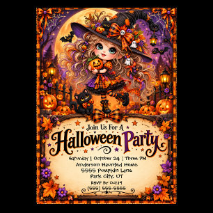 Zauberhafte Hexen-Halloween-Party Einladung