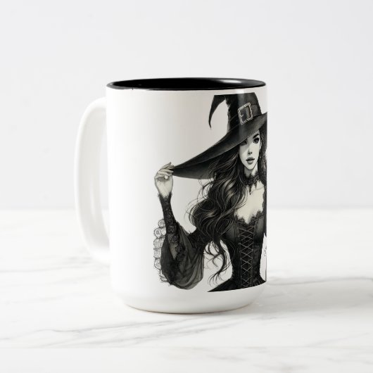 Zauberhafte Hexenkunst-Tasse Zweifarbige Tasse (Vorderseite Links)