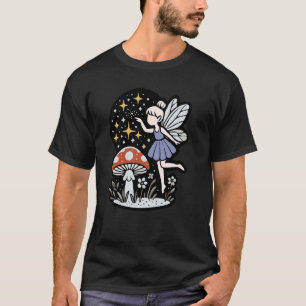 Zauberhafte Himmelsblüte mit Fee und Pilz T-Shirt
