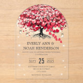 Zauberhafte Hochzeit des Roten Herzens Acryleinladungen (Vorderseite)