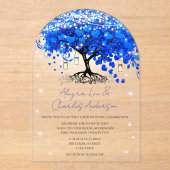 Zauberhafte Hochzeit mit blauen Herzmuskeln Acryleinladungen (Vorderseite)