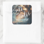 Zauberhafte Hochzeit von Waldeiche-Tree-Lichtern Quadratischer Aufkleber (Tasche)