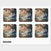 Zauberhafte Hochzeit von Waldeiche-Tree-Lichtern Quadratischer Aufkleber (Blatt)