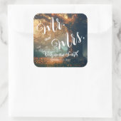 Zauberhafte Hochzeit von Waldeiche-Tree-Lichtern Quadratischer Aufkleber (Tasche)