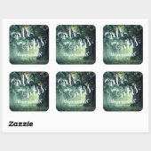 Zauberhafte Hochzeit von Waldeiche-Tree-Lichtern Quadratischer Aufkleber (Blatt)